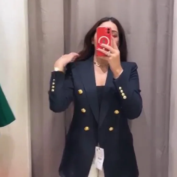 Zara Double Breasted Dark Navy Blue Pinstripe Suit Set - Picture 6 of 6